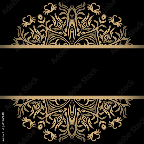 Vintage background, antique, victorian gold ornament, baroque frame, beautiful old paper, card, ornate cover page, label; floral luxury ornamental pattern template for design