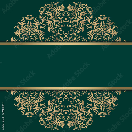 Vintage background, antique, victorian gold ornament, baroque frame, beautiful old paper, card, ornate cover page, label; floral luxury ornamental pattern template for design