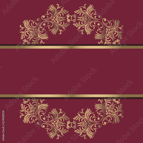 Vintage background, antique, victorian gold ornament, baroque frame, beautiful old paper, card, ornate cover page, label; floral luxury ornamental pattern template for design