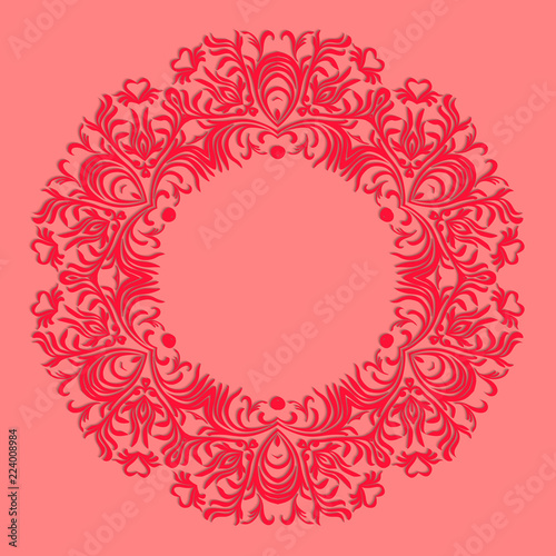 Paper lace doily, decorative snowflake, mandala, round ornament, vector eps 8