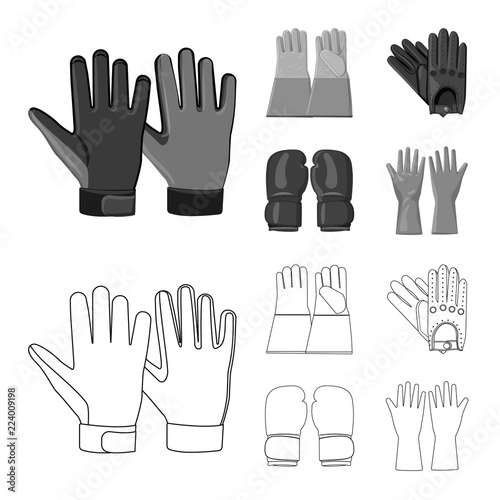 Isolated object of glove and winter logo. Collection of glove and equipment stock symbol for web.