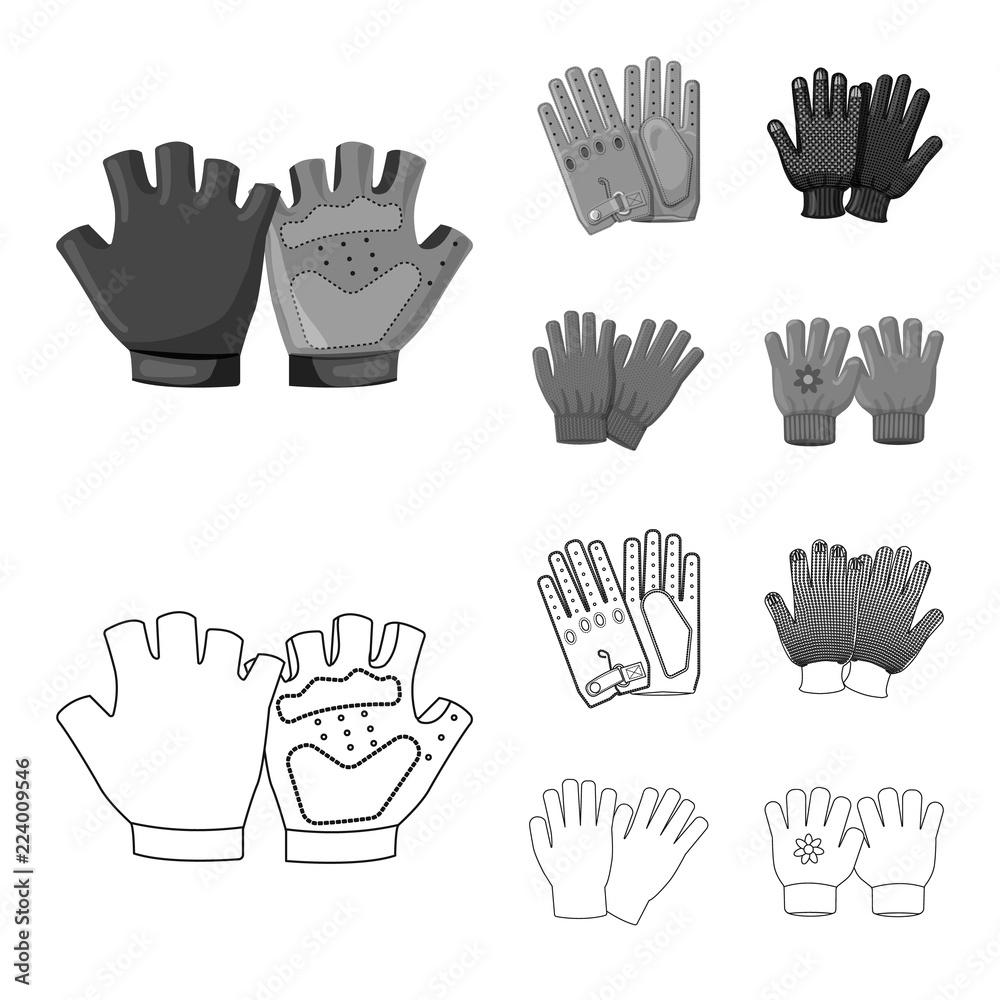 Isolated object of glove and winter logo. Set of glove and equipment vector icon for stock. Isolated object of glove and winter logo. Set of glove and equipment vector icon for stock.