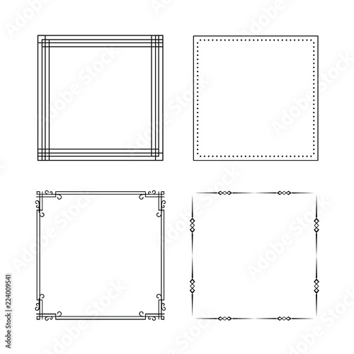Vector illustration of minimalistic calligraphy ornamental decorative frame set