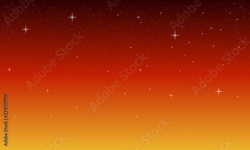 stars on the night orange sky