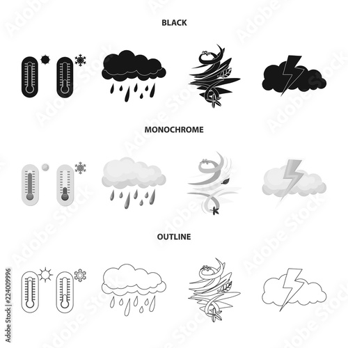 Vector design of weather and climate logo. Collection of weather and cloud stock symbol for web.