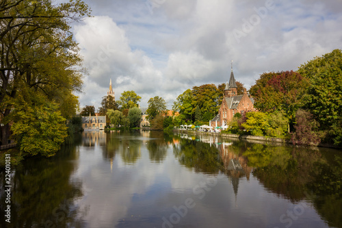Landscape on the lake in Bruges