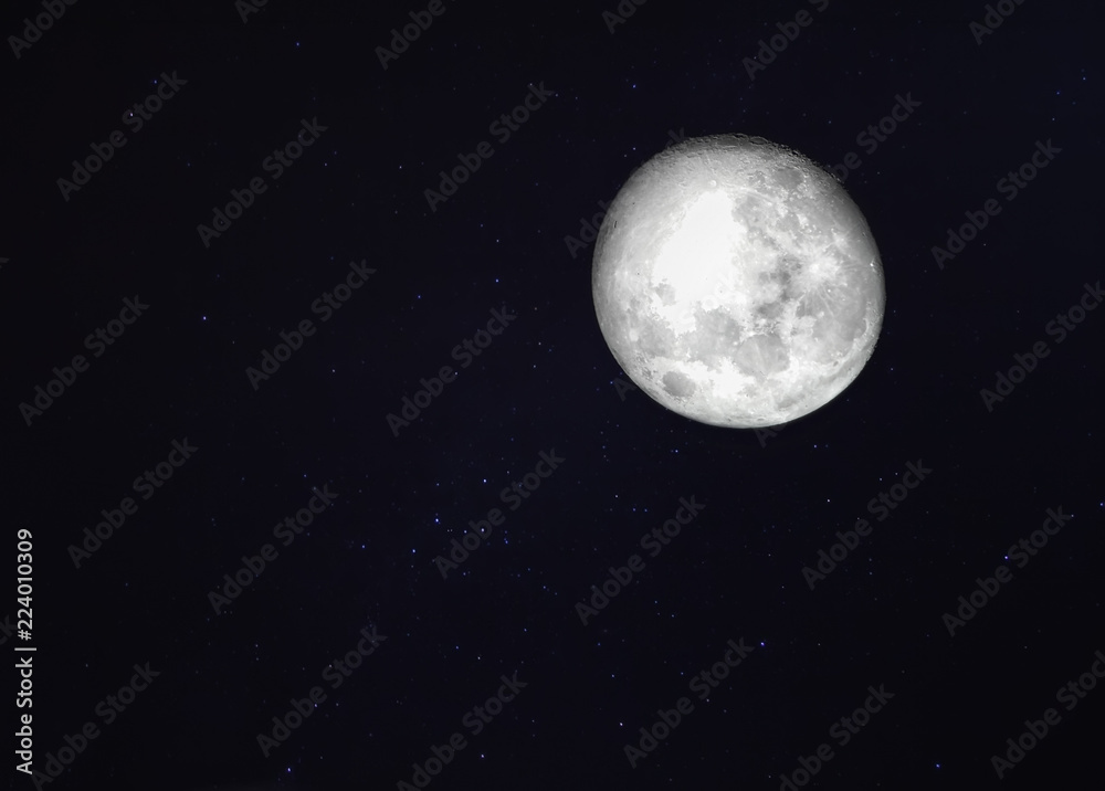 full moon and stars at night. Natural composition