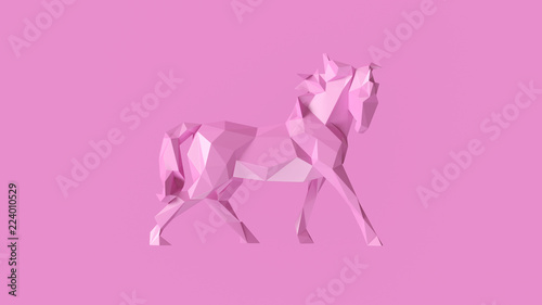 Pink Polygon Horse 3d illustration 3d rendering