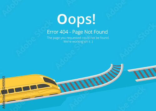 Error 404 page layout vector design. Website 404 page creative concept. The page you requested could not be found. Oops 404 error page. 