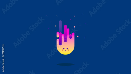 Abstract illustration of dropping fire ball with shadow sparks and smiley feature