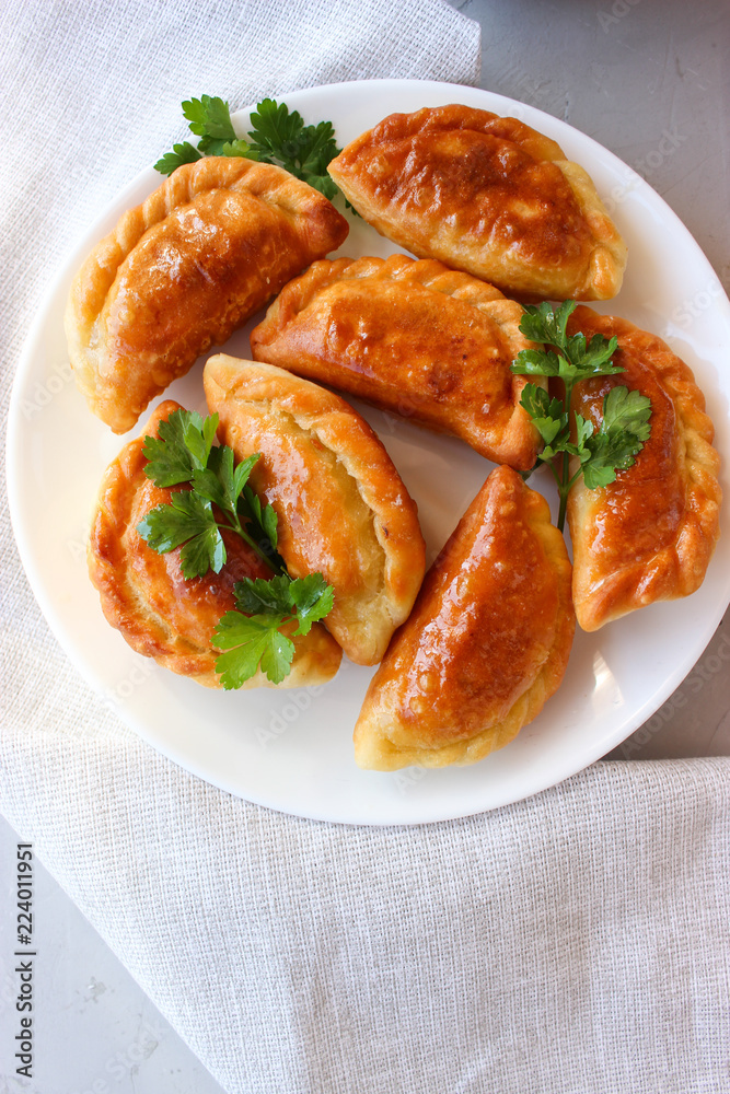 Fried dumplings with stuffing. Fried dumplings with stuffing.