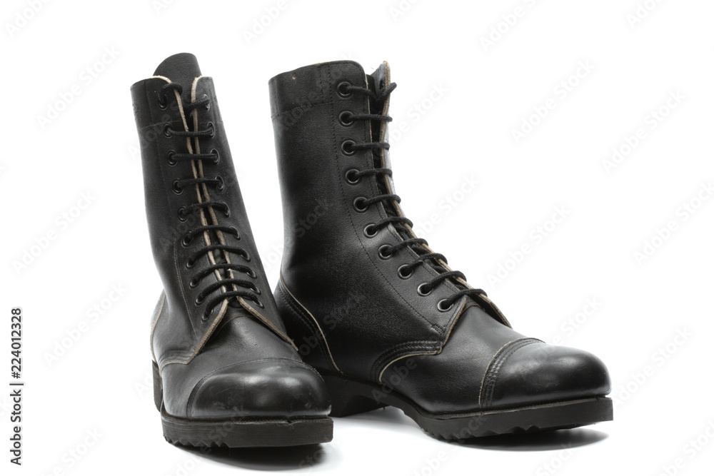 Israeli army boots against white background
