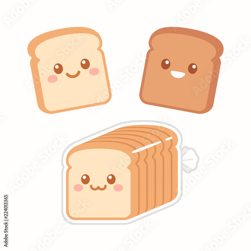 Cute cartoon slices of bread