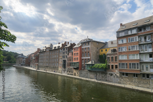 The waterfront of Namur on the river Meuse, view from a bridge