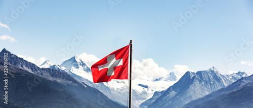 Schweizer Flagge im Wallis photo