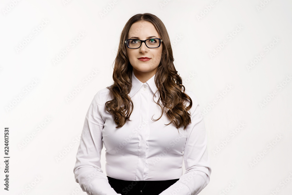 Pretty young business woman on white background Pretty young business woman on white background