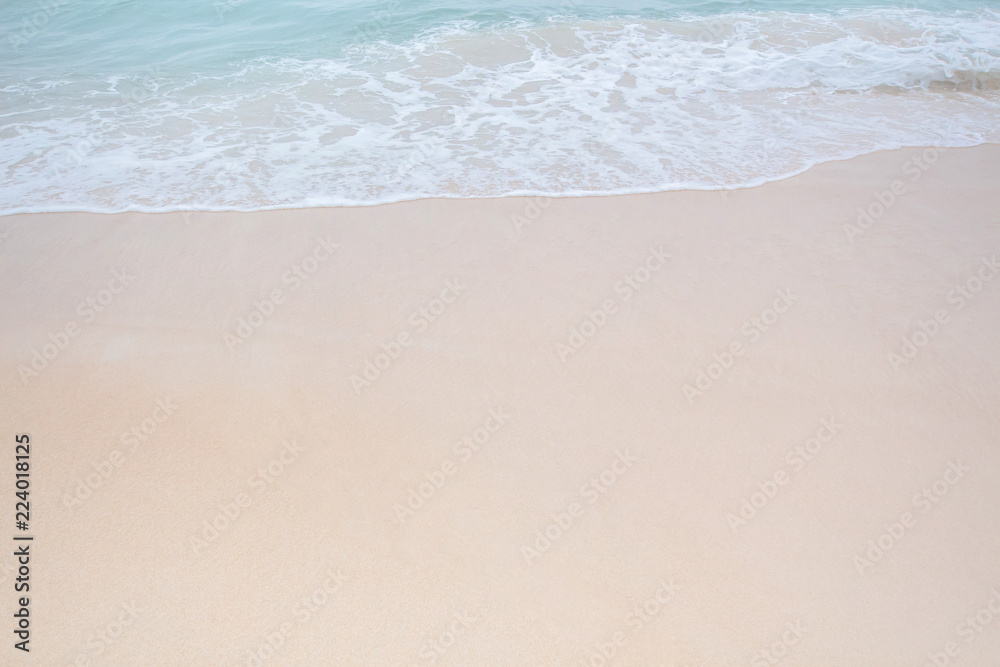 White beach Mai Khao Beach sea water in the morning. tropical at phuket Thailand.