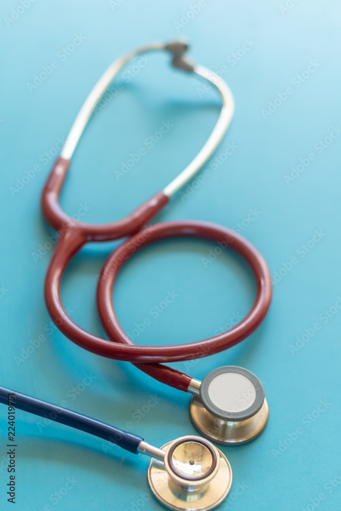 stethoscope on blue background copy space stethoscope on blue background copy space