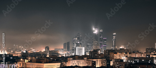 Photography moscow skyline at night