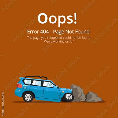 Error 404 page layout vector design. Website 404 page creative concept. The page you requested could not be found. Oops 404 error page. 