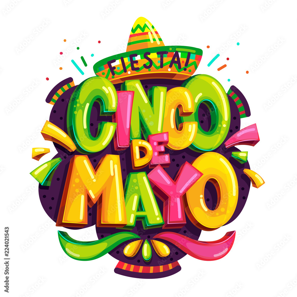 Fiesta cinco de mayo vector color logo on white background Stock Vector