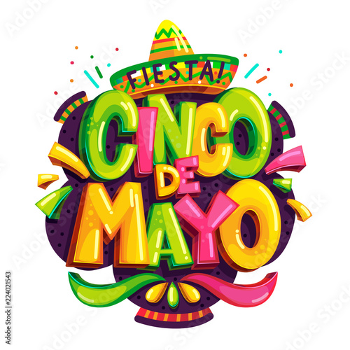 Fiesta cinco de mayo vector color logo on white background