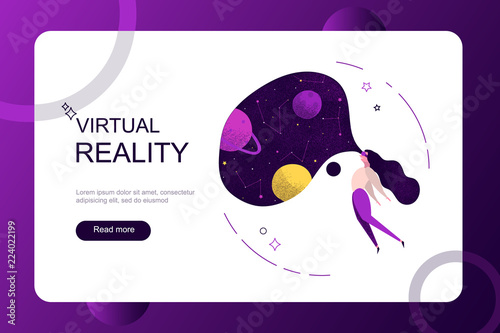 Virtual augmented reality holidays on weekend concept
