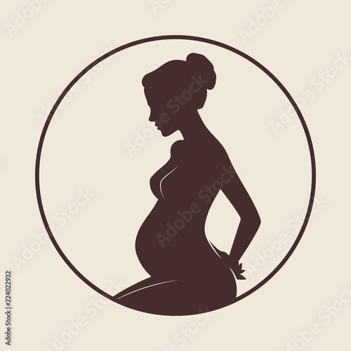 Silhouette of beautiful young pregnant woman vector illustration