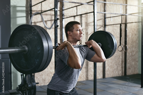 Sports Man Training, Lifting Barbell Row