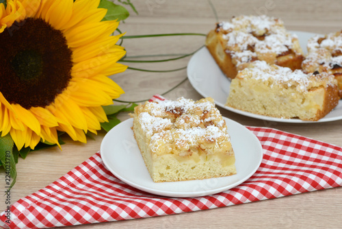 apple cake standing on table