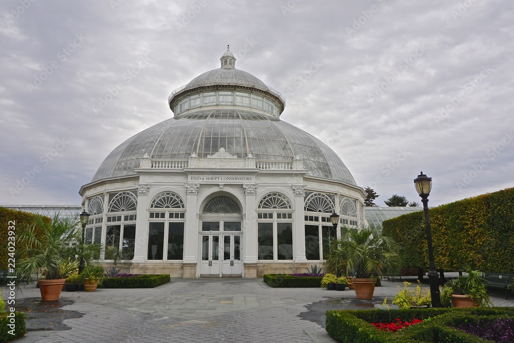 The Bronx, NY, USA: The Enid A. Haupt Conservatory (1902), a greenhouse in the New York Botanical Garden, was modeled after the Palm House at the Royal Botanic Garden at Kew, England.