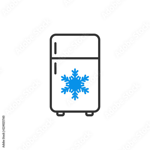 Fridge refrigerator icon in flat style. Freezer container vector illustration on white isolated background. Fridge business concept.