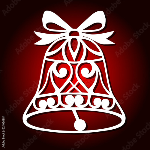 Laser cut paper christmas bell decoration vector design. Merry Christmas Greeting Card. Christmas bell for wood carving, paper cutting and christmas decorations.