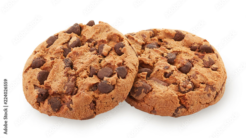 chocolate chip cookies isolated on white background chocolate chip cookies isolated on white background