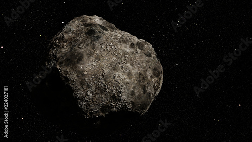 dwarf planet of the asteroid belt lit by Sun and the stars of the Milky Way galaxy