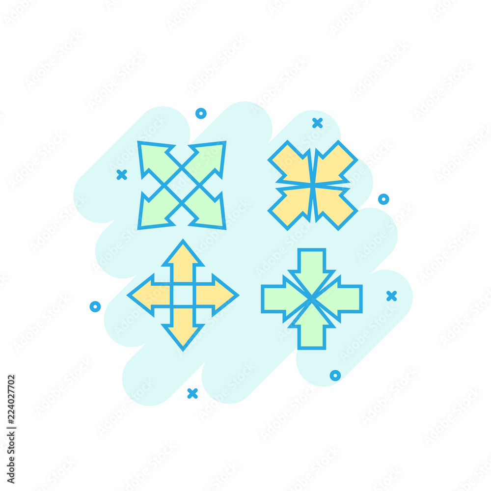 Cartoon colored arrows icon in comic style. Aim cursor sign illustration pictogram. Arrow splash business concept. Cartoon colored arrows icon in comic style. Aim cursor sign illustration pictogram. Arrow splash business concept.