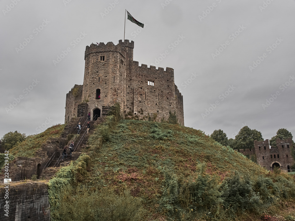 Cardiff, United Kingdom - September 16, 2018: View of the castle of Cardiff