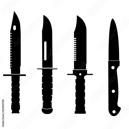 Knife icon, silhouette, logo on white background
