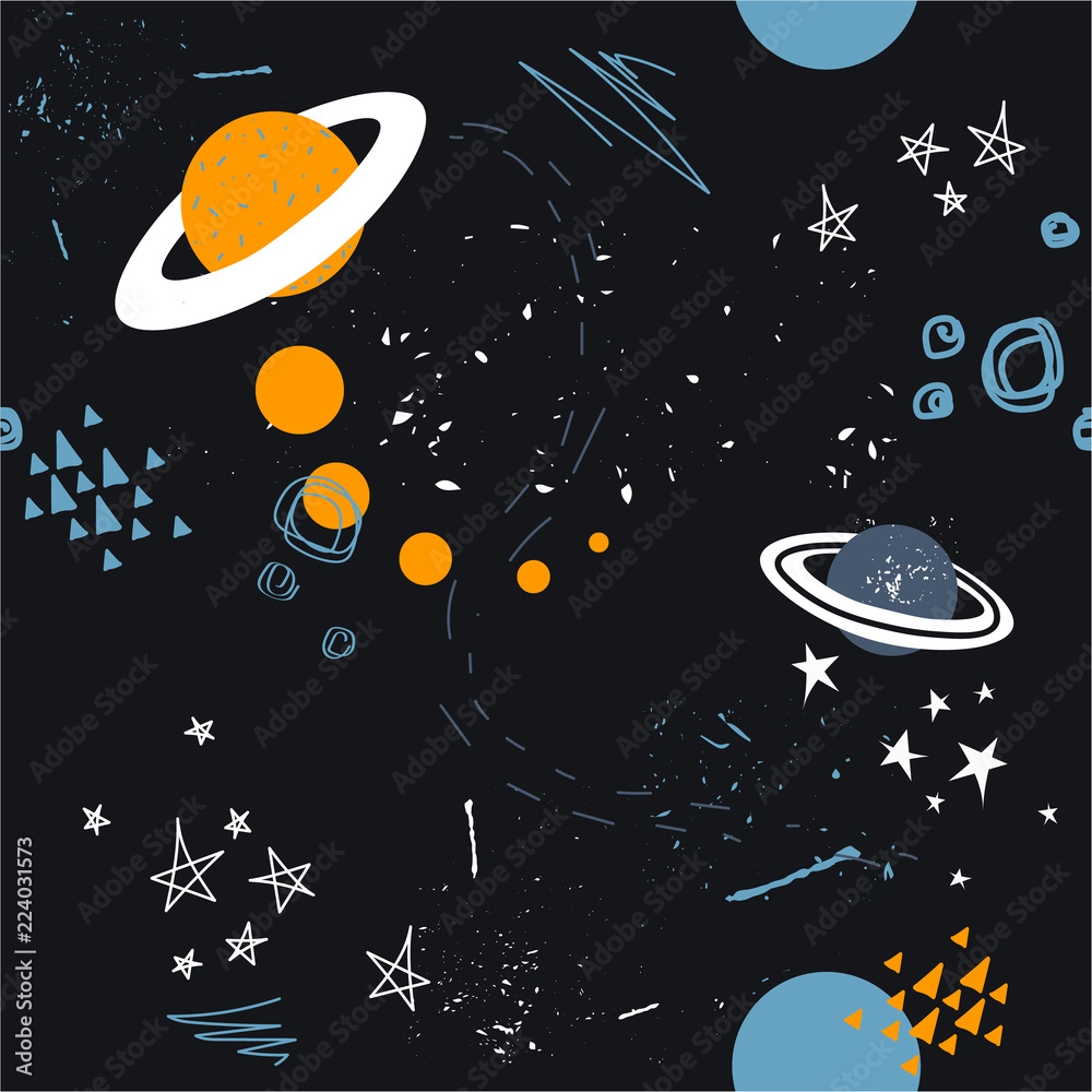 Stars, planets, constellations, seamless pattern vector. Hand drawn backdrop, night sky. Colorful overlapping background, outer space. Decorative wallpaper, good for printing for observatory Stock Vector | Adobe Stock Stars, planets, constellations, seamless pattern vector. Hand drawn backdrop, night sky. Colorful overlapping background, outer space. Decorative wallpaper, good for printing for observatory Stock Vector | Adobe Stock