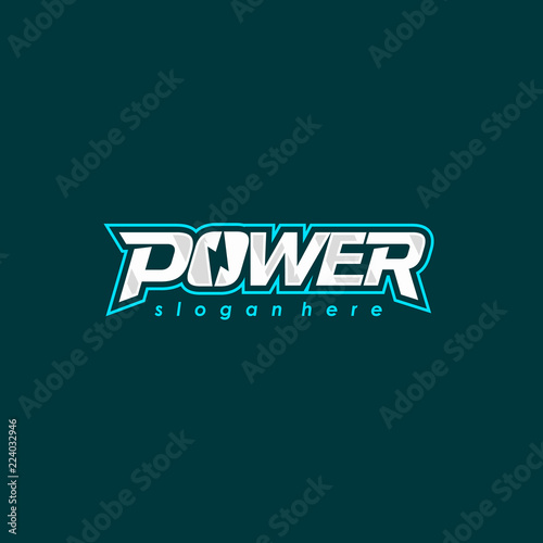 Power logo font design. Electric energy logotype. Vector emblem