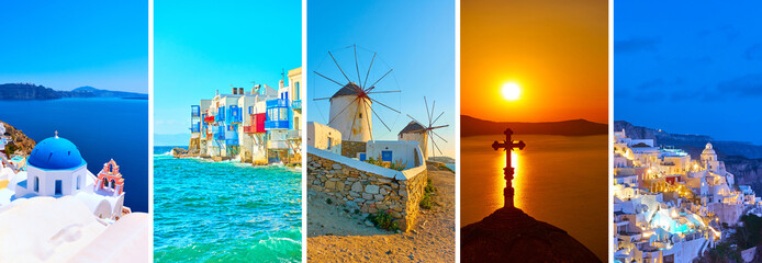 Landscapes of Santorini and Mykonos