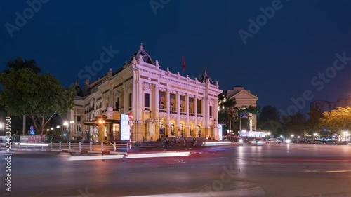4K Timelapse Sequence of Hanoi, Vietnam - The Opera of Hanoi at dusk
