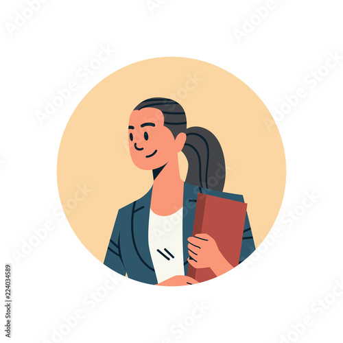 brunette businesswoman avatar woman face profile icon concept online support service female cartoon character portrait isolated flat vector illustration