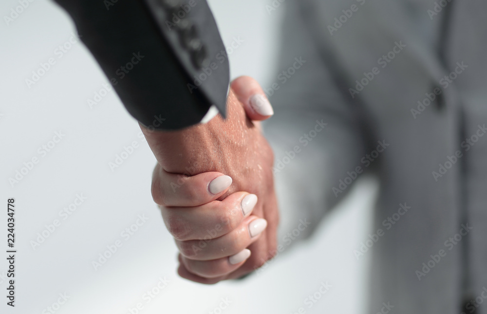 Obraz premium Businessmen handshaking after successful business meeting
