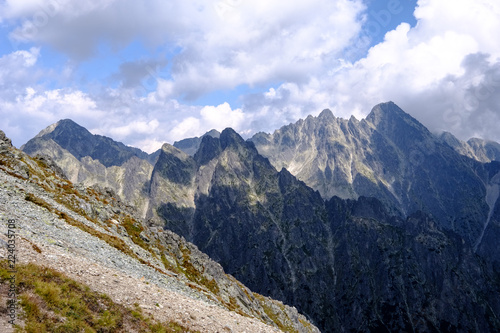 rocky sharp mountain tops in Tatra mountains in Slovakia