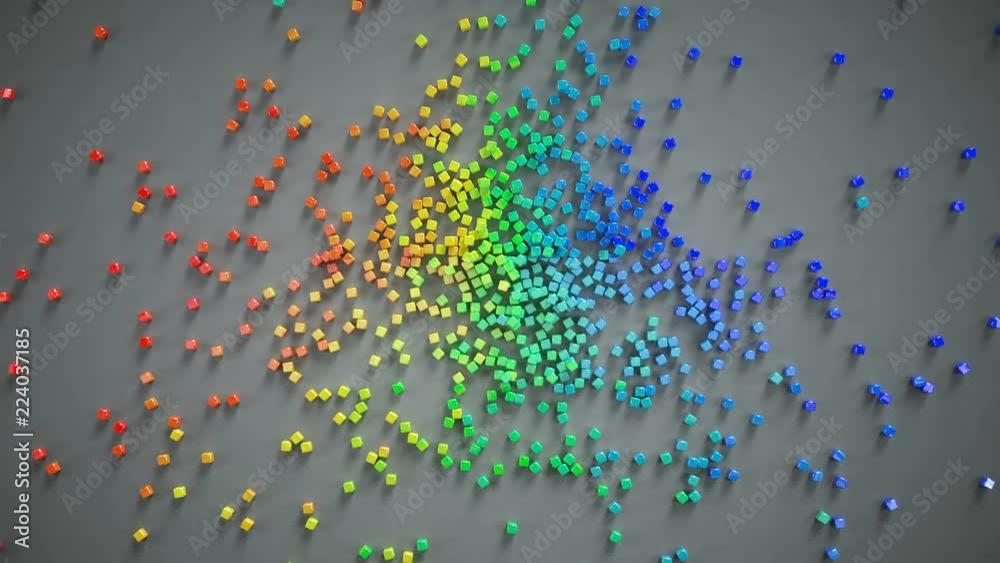 Rainbow heart shape of small pieces falls and getting scattered. Abstract romantic concept. 3D render animation 4k UHD 3840x2160
Rainbow heart shape of small pieces falls and getting scattered. Abstract romantic concept. 3D render animation 4k UHD 3840x2160