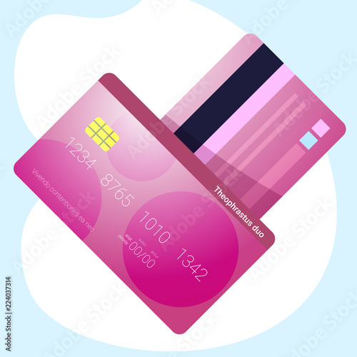 credit card realistic style front back view online banking ecommerce internet shopping payments concept electronic payments flat isolated vector illustration