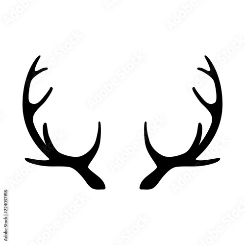 Silhouette of deer horns isolated on white background.