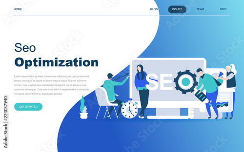 Modern flat design concept of SEO Analysis for website and mobile website development. Landing page template. Search engine optimization, strategies and marketing. Vector illustration.