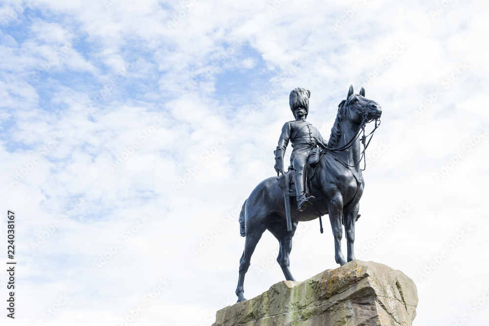 The Royal Scots Greys Monument statue in Edinburgh, Scotland